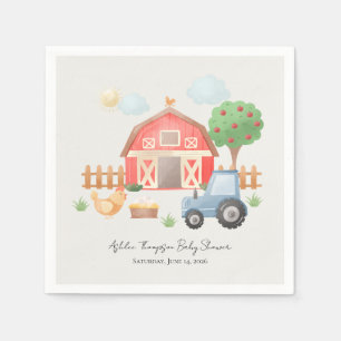 Cute Watercolor Barn Farm Animals Baby Shower  Napkin