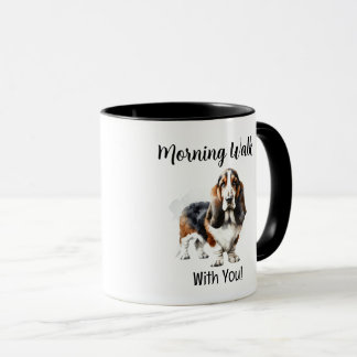 Cute Watercolor Basset Brown Personalize Mug