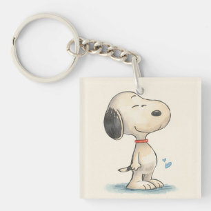 Cute Watercolor Beagle Dog Illustration Key Ring