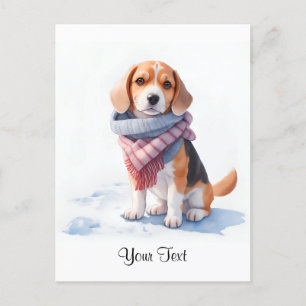 Cute Watercolor Beagle Puppy Dog Personised Postcard
