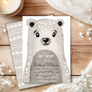 Cute watercolor bear boy baby shower invitation
