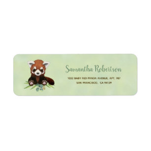 Cute Watercolor Bear Greenery Baby Shower Address Return Address Label