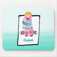 Cute Watercolor Bear on Aqua Green Ombre Backing