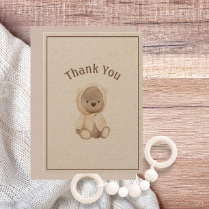 Cute Watercolor Bear Simple Thank You Card