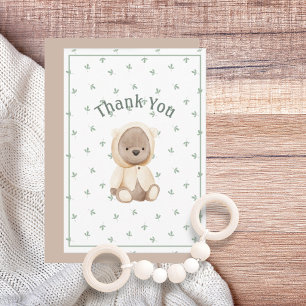 Cute Watercolor Bear Simple Thank You Card