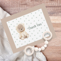 Cute Watercolor Bear Simple Thank You Postcard