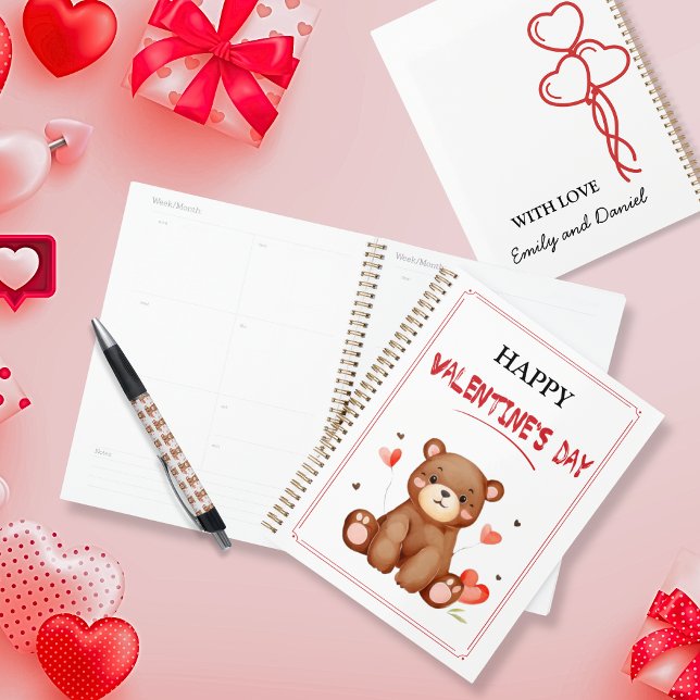 Cute Watercolor Bear Valentine personalized Love Planner (Cute Watercolor Bear Valentine personalized Love Planner)