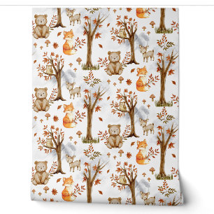 Cute Watercolor Bear Woodland Animals Wallpaper