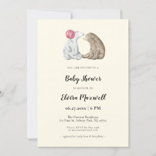 Cute watercolor bears Baby shower Invitation