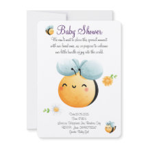 Cute watercolor bee invitation