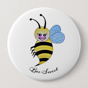 Cute Watercolor Bee With Happy Smile 10 Cm Round Badge
