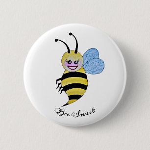 Cute Watercolor Bee With Happy Smile 6 Cm Round Badge
