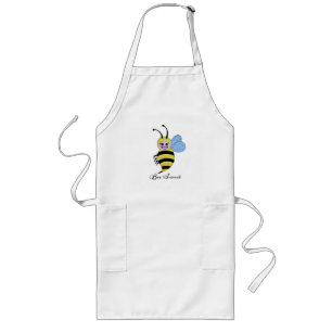Cute Watercolor Bee With Happy Smile Long Apron