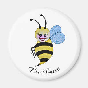 Cute Watercolor Bee With Happy Smile Magnet