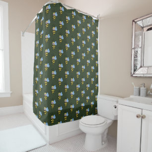 Cute Watercolor Bee With Happy Smile Shower Curtain
