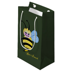 Cute Watercolor Bee With Happy Smile Small Gift Bag