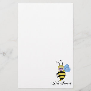 Cute Watercolor Bee With Happy Smile Stationery
