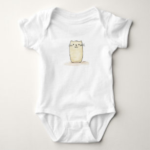 Cute Watercolor Beige Cat Baby Bodysuit