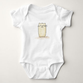 Cute Watercolor Beige Cat Baby Bodysuit
