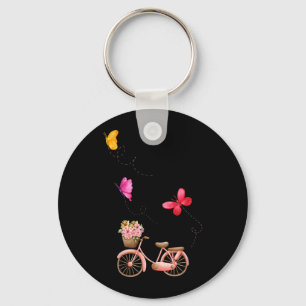 Cute Watercolor Bicycle with Butterfly Funny Key Ring