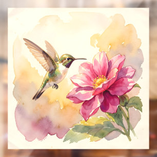 Cute watercolor bird and flower