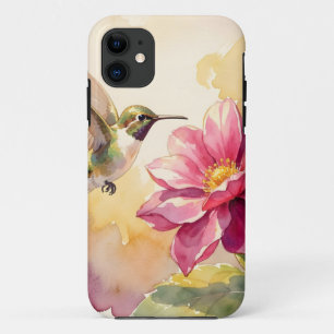 Cute watercolor bird and flower iPhone 11 case