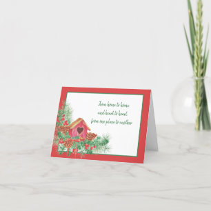 Cute watercolor birdhouse Christmas Holiday Card