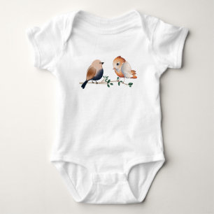 Cute Watercolor Birds Baby Bodysuit