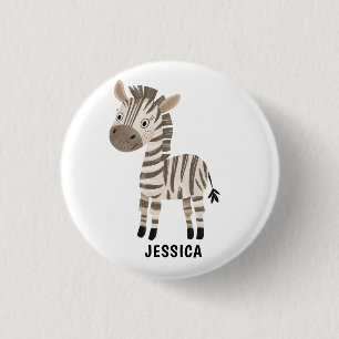Cute Watercolor Black and White Baby Zebra 3 Cm Round Badge