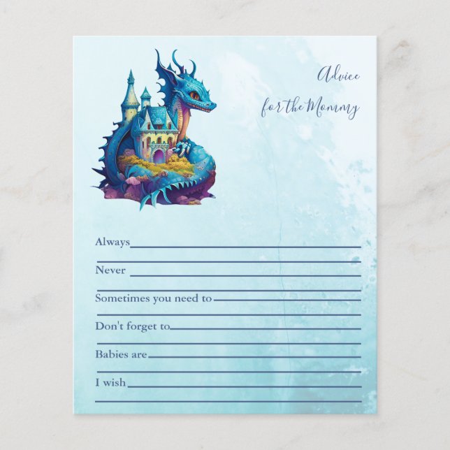 Cute Watercolor Blue Dragon Baby Shower (Front)