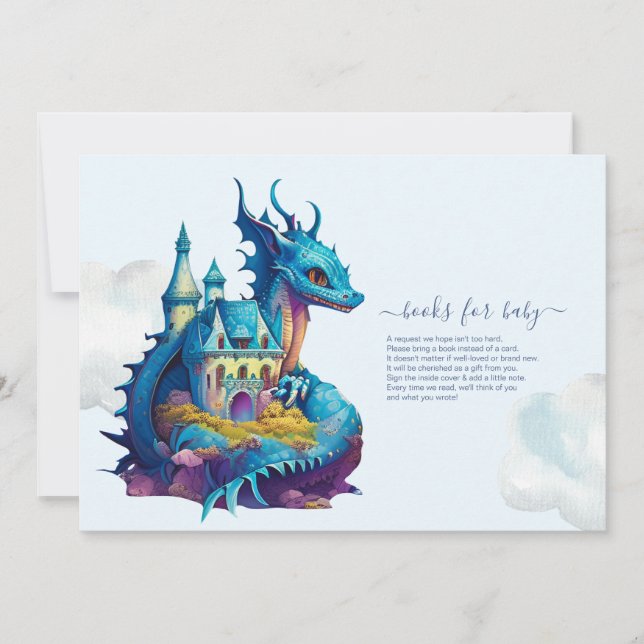 Cute Watercolor Blue Dragon Baby Shower Invitation (Front)