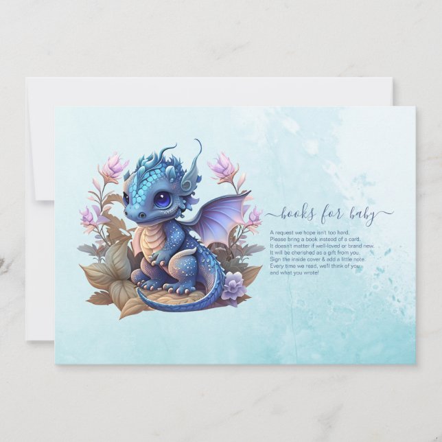 Cute Watercolor Blue Dragon Baby Shower Invitation (Front)