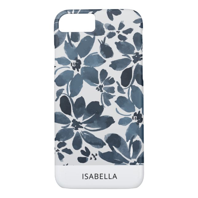 Cute Watercolor Blue Floral Case-Mate iPhone Case (Back)