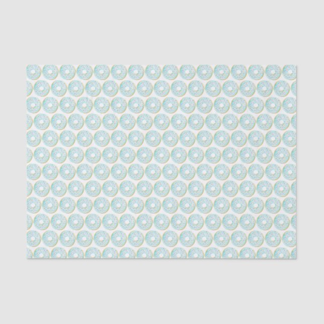Cute Watercolor Blue Sprinkle Doughnuts Pattern Tissue Paper (Front)