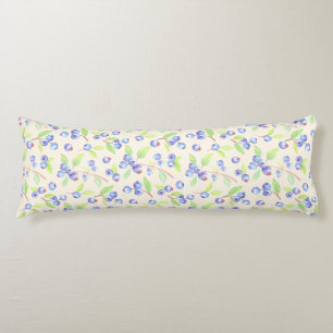 Cute Watercolor Blueberry Botanical Pattern Body Cushion