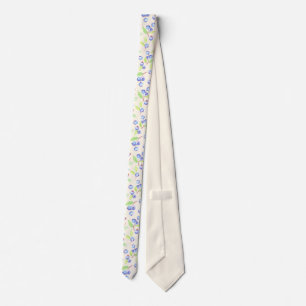 Cute Watercolor Blueberry Botanical Pattern Tie