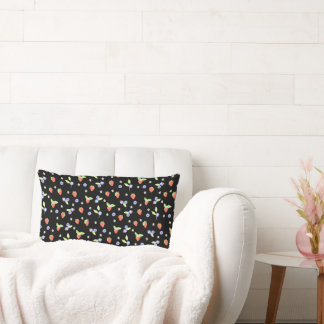 Cute Watercolor blueberry strawberry Pattern Lumbar Cushion