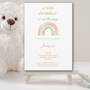 Cute Watercolor Boho Rainbow Baby Shower Invitation