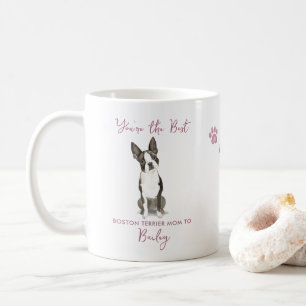 Cute Watercolor Boston Terrier Best Dog Mum Photo Coffee Mug