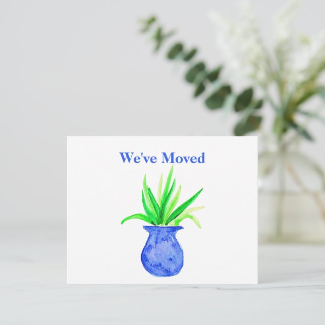 Cute Watercolor Botanical Moving Announcement  (Standing Front)
