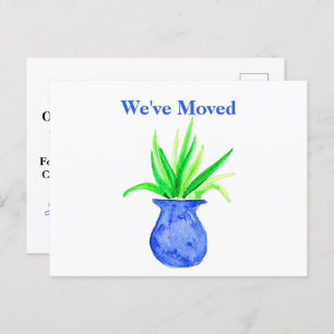 Cute Watercolor Botanical Moving Announcement Post Postcard