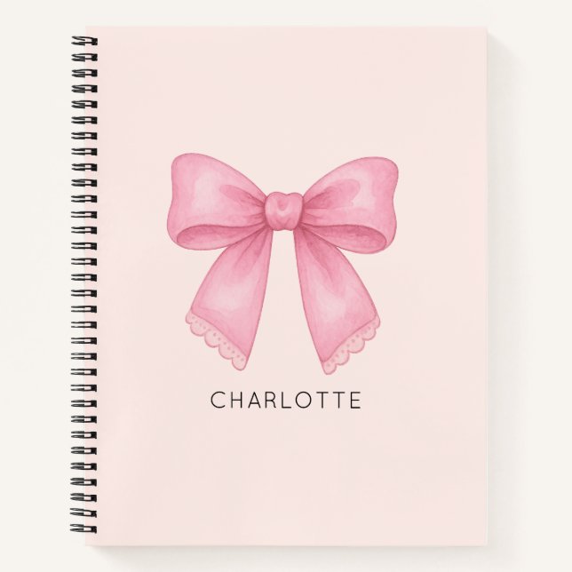 Cute Watercolor Bow Coquette Notebook (Front)