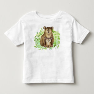 CUTE WATERCOLOR BROWN MAMA BEAR & CUBS TODDLER T-Shirt