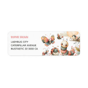 Cute Watercolor Bugs Insects Pastel Return Address Label