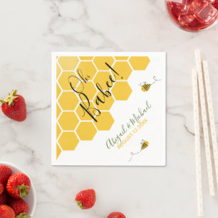 Cute Watercolor Bumble Bee Theme Baby Shower Napkin