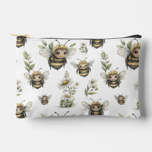 Cute Watercolor Bumblebee Design Soft Pastel Bee Accessory Pouch