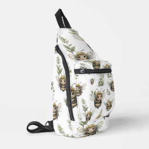 Cute Watercolor Bumblebee Design Soft Pastel Bee Sling Bag