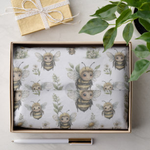 Cute Watercolor Bumblebee Design Soft Pastel Bee Tissue Paper