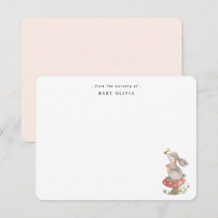 Cute watercolor Bunny Baby girl Thank You Card