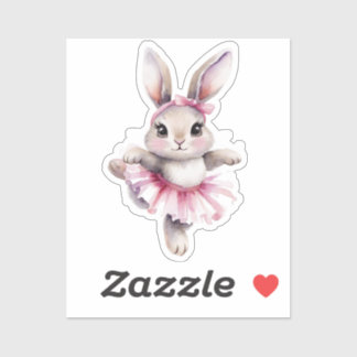 Cute Watercolor Bunny Ballerina Birthday 